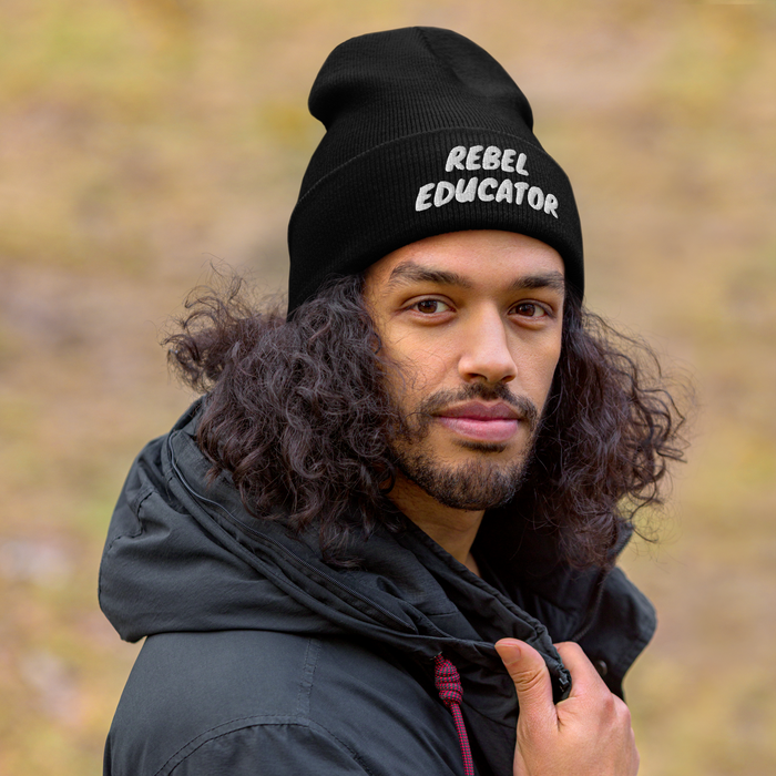 Rebel Educator Cuffed Beanie – Embroidered Winter Hat for Purpose-Driven Teachers
