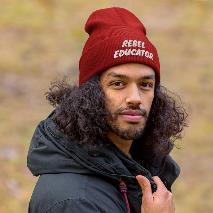 Rebel Educator Cuffed Beanie – Embroidered Winter Hat for Purpose-Driven Teachers
