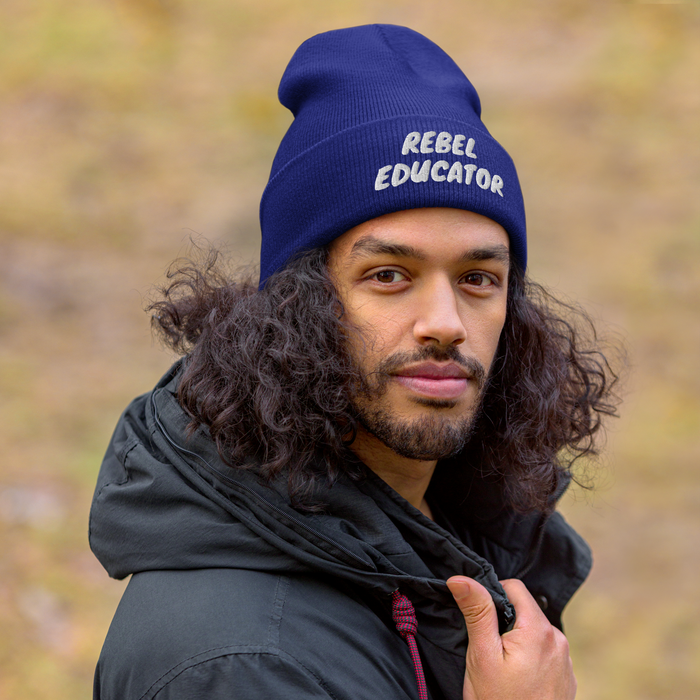 Rebel Educator Cuffed Beanie – Embroidered Winter Hat for Purpose-Driven Teachers