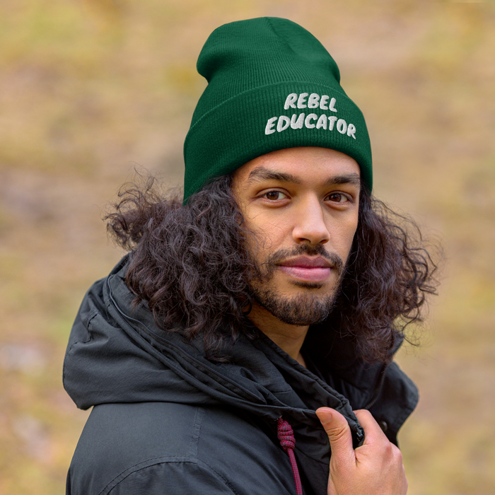 Rebel Educator Cuffed Beanie – Embroidered Winter Hat for Purpose-Driven Teachers