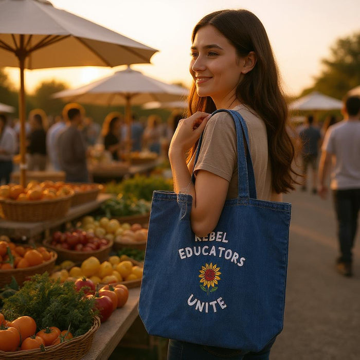 "Rebel Educators Unite" Organic Tote Bag – Durable Eco-Friendly Teacher Bag