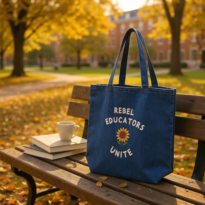 "Rebel Educators Unite" Organic Tote Bag – Durable Eco-Friendly Teacher Bag