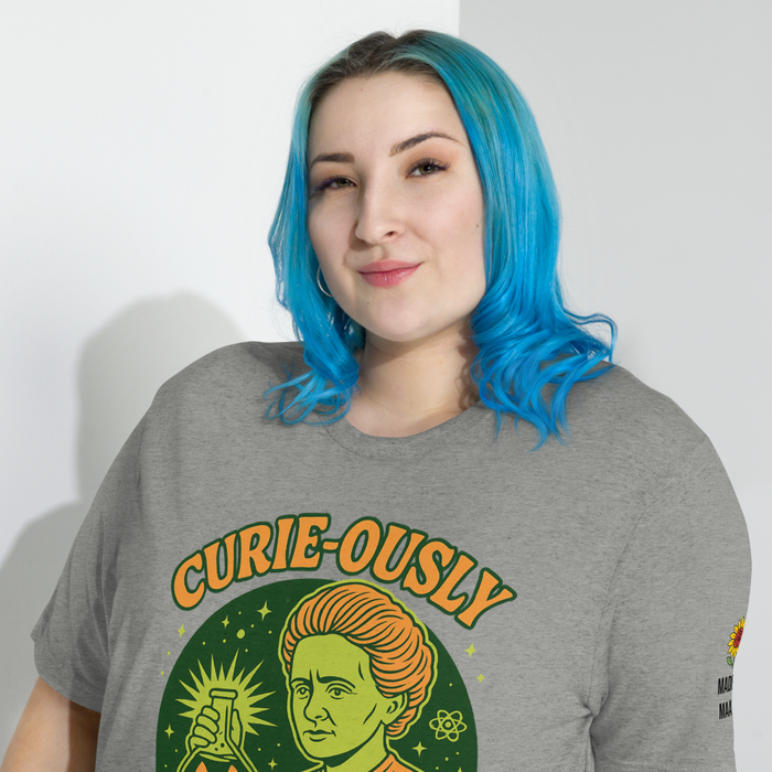 Curie-ously Spooky Halloween Sweatshirt – Retro Marie Curie Science Teacher Shirt